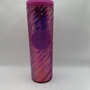 Starbucks 2022‎ Christmas Holiday Sangria Pink Spiral Textured Tumbler 16oz Cup